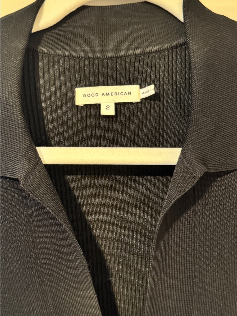 Good American Black Ribbed Polo Midi Dress Size 2/M ASO Mayfair Witches - Picture 5 of 8